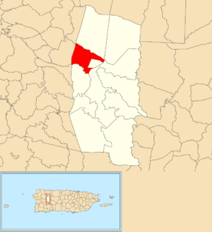 Location of Pueblo barrio within the municipality of Lares shown in red