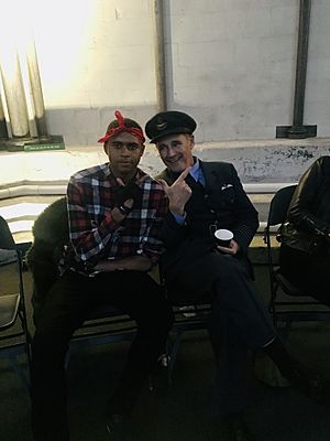 Ricardo P Lloyd with Mark Rylance before Shakespeare Within Abbey performance in 2019