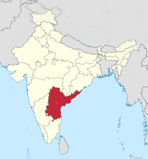 Andhra Pradesh in India (disputed hatched)