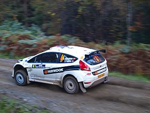 Andreas Mikkelsen in the Ford Fiesta S2000 in SS4 Drummond Hill