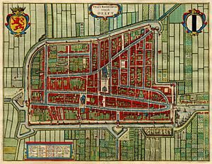 Antique map of Delft, Netherlands by Blaeu J. 1649