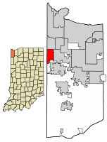 Location of Dyer in Lake County, Indiana.