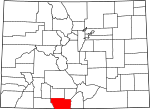 State map highlighting Conejos County