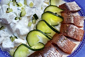 Soused herring, served with potato salad 1