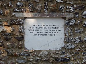 Stone commemorating the burial place of Queen Ethelburga