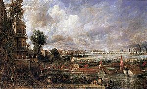 The Opening of Waterloo Bridge seen from Whitehall Stairs John Constable