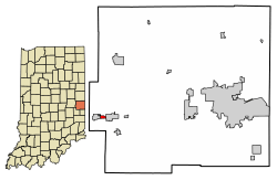 Location of Mount Auburn in Wayne County, Indiana.