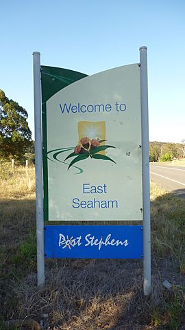 Welcome to East Seaham sign on East Seaham Road.jpg
