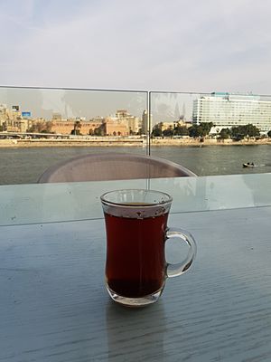 A glwaa of tea on the Nile in Cairo
