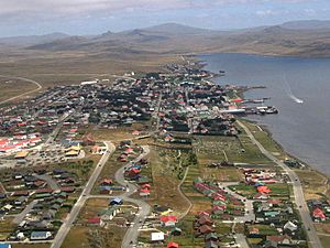Aerial view of Stanley, Falkland Islands
