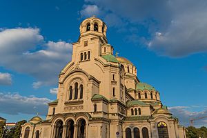 Alexander Nevsky Cathedral, Sofia, lower front facade entrance