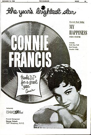 Connie Francis - Billboard ad 1958
