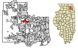 Location of Wayne in DuPage County, Illinois.
