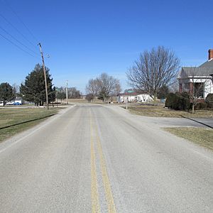 Looking northwest at the intersection of Gurneyville Road and West Mt. Pleasant/New Oglesbee roads in Gurneyville