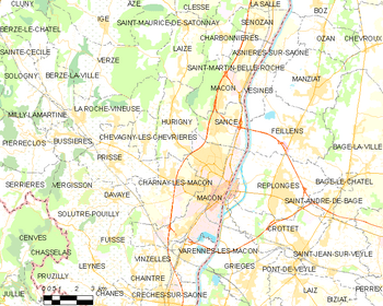 Map of the commune of Mâcon