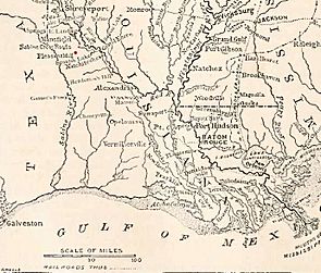 Map of the Red River Campaign of 1864 - showing Pleasant Hill in Louisiana