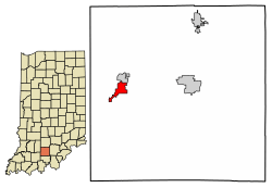 Location of French Lick in Orange County, Indiana.