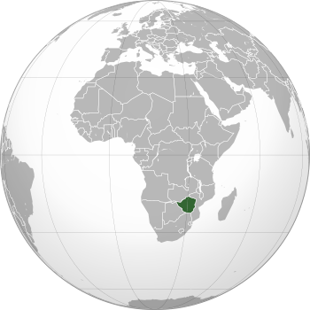 Location of  Zimbabwe  (dark green)