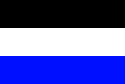 Three horizontal stripes: black above white above blue