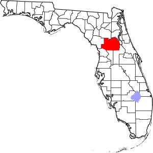 Map of Florida highlighting Marion County