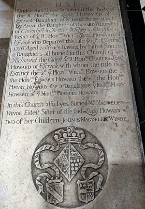 St Mary Magdalene's, Richmond, Ledger stone for Lady Howard of Escrick