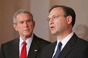 With President George W. Bush Looking on, Judge Samuel A. Alito Acknowledges his Nomination as Associate Justice of the U.S. Supreme Court