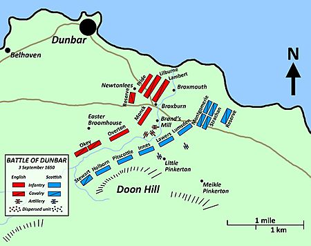 Battle of Dunbar, battlefield map, 0430