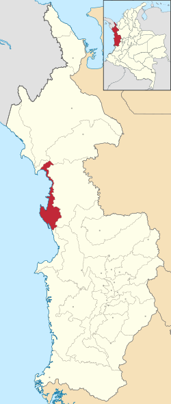 Location of the municipality and town of Bahía Solano in the Choco Department of Colombia.
