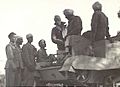 Crew of Indian Bren carrier chat with locals, Derna, 1941