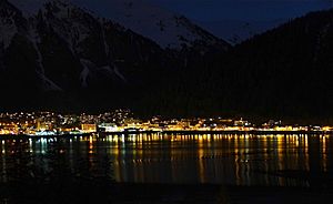 Downtown Juneau, Alaska at night