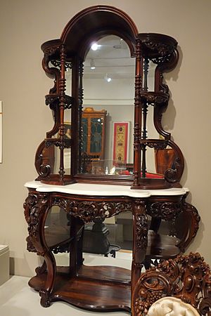 Etagere, by John Henry Belter, New York City, 1840-1860, rosewood, modern faux marble - Winterthur Museum - DSC01415