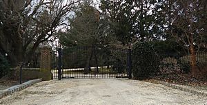 Gate and driveway at home of famous rock star in Rumson NJ