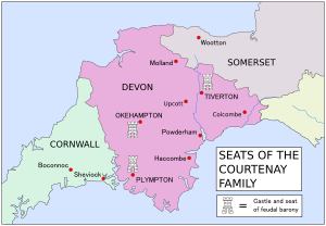 Map Seats of the Courtenay Family in England
