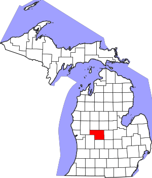 Map of Michigan highlighting Montcalm County