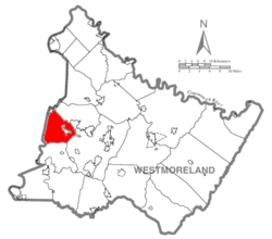 Map of Westmoreland County, Pennsylvania Highlighting North Huntingdon Township