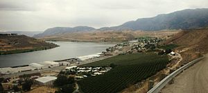 A view Pateros, Washington from northeast of the town