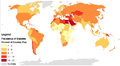 Prevalence of Diabetes by Percent of Country Population (2014) Gradient Map