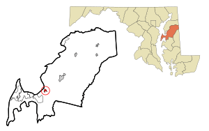 Queen Anne's County Maryland Incorporated and Unincorporated areas Queenstown Highlighted.svg