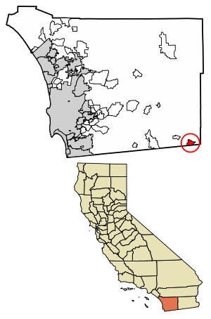 Location of Jacumba in San Diego County, California