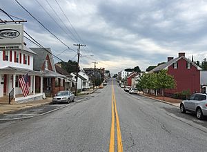 2016-07-28 17 05 54 View south along Maryland State Route 66 (Water Street) at Pennsylvania Avenue in Smithsburg, Washington County, Maryland.jpg