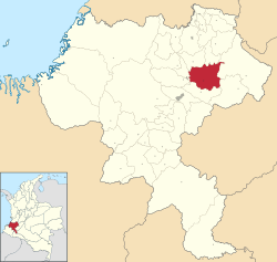 Location of the municipality and town of Silvia, Cauca in the Cauca Department of Colombia.