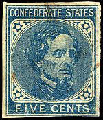 Confederate stamp Jefferson Davis 5c 1862 issue