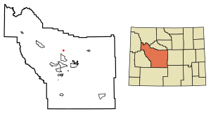 Location of Pavillion in Fremont County, Wyoming.