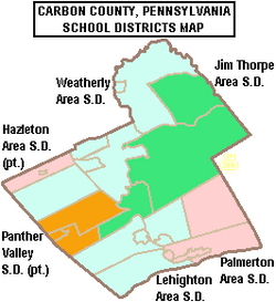 Map of Carbon County Pennsylvania School Districts