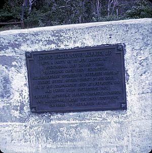 Memorial plaque for Edmund Kennedy near Somerset Queensland, circa 1969