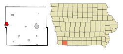 Location of Shenandoah, Iowa