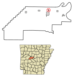 Location of Perry in Perry County, Arkansas.