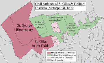 St Giles & Holborn Civil Parish Map 1870