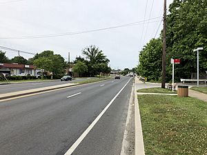 2019-06-12 10 11 22 View south along Maryland State Route 201 (Kenilworth Avenue) at Decatur Street in Riverdale Park, Prince George's County, Maryland