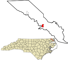 Location in Camden County and the state of North Carolina.